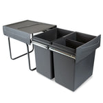 Recycling bin for lower mounting and manual pull out in kitchen unit