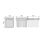 Recycling bin for lower mounting and manual pull out in kitchen unit