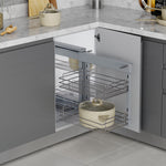 Pull-out corner system for kitchen furniture