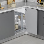 Pull-out corner system for kitchen furniture