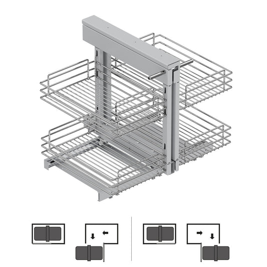 Pull-out corner system for kitchen furniture