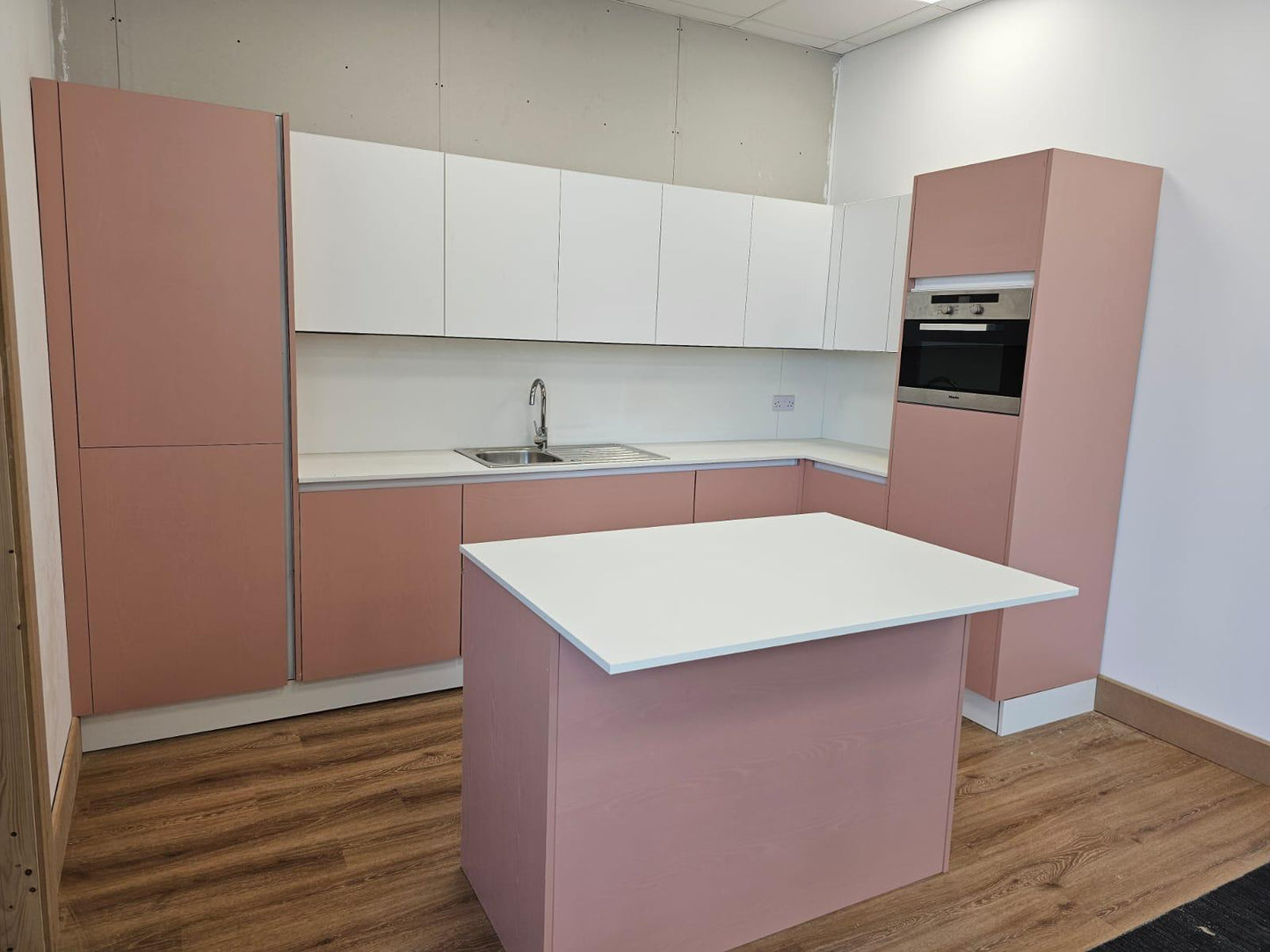 Marshmallow Pink Handleless Kitchen