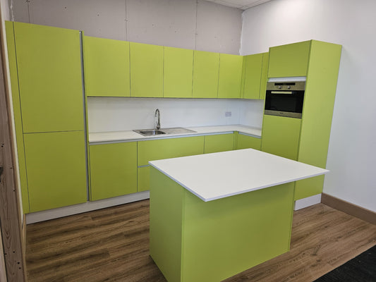 Lime Green Handleless Kitchen